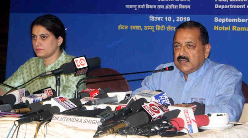 Jitendra Singh addressing a press conference on completion of 100 Days of Government, in Jammu on September 10, 2019. Photo: PIB