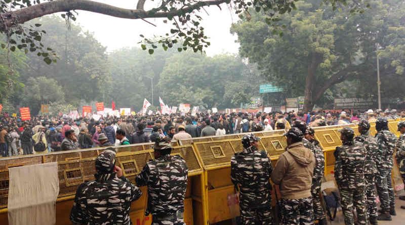 Heavy police force deployed to crush protests against PM Modi's government in India. (file photo)