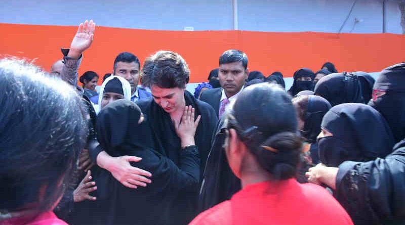 Congress leader Priyanka Gandhi visited Azamgarh city of Uttar Pradesh (UP) on February 12, 2020 to take firsthand information from the Muslim women. Photo: Congress