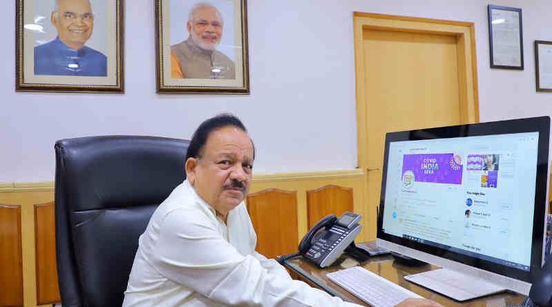 India’s Minister of Health & Family Welfare, Dr Harsh Vardhan launching the COVID India Seva on April 21, 2020. Photo: GoI (file photo)