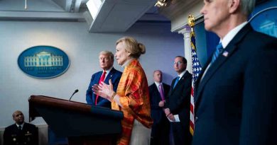 President Trump attending a press briefing session on coronavirus pandemic. Photo: The White House