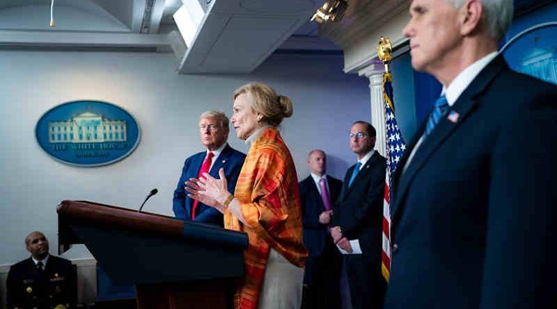 President Trump attending a press briefing session on coronavirus pandemic. Photo: The White House