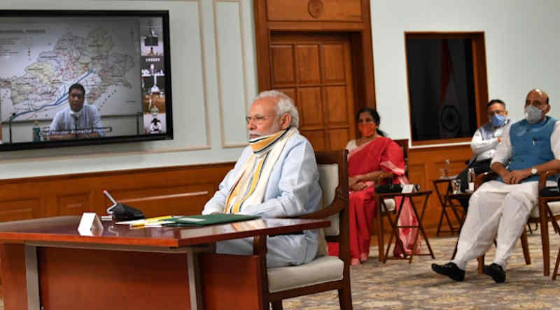 Narendra Modi holds 5th meeting with the State Chief Ministers via video conferencing on COVID-19 situation, in New Delhi on May 11, 2020. Photo: PIB