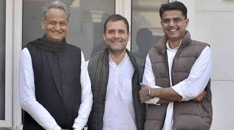 Congress leaders Ashok Gehlot, Rahul Gandhi, and Sachin Pilot. Photo: Congress (file photo)