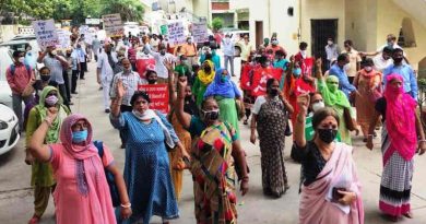 CPI(M) leader Ms Brinda Karat leading the protesters in Delhi on August 26, 2020. Photo: CPI(M) [ File Photo ]