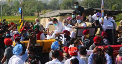 Congress leader Rahul Gandhi participating in a farmers' protest in Punjab on October 4, 2020. Photo: Congress