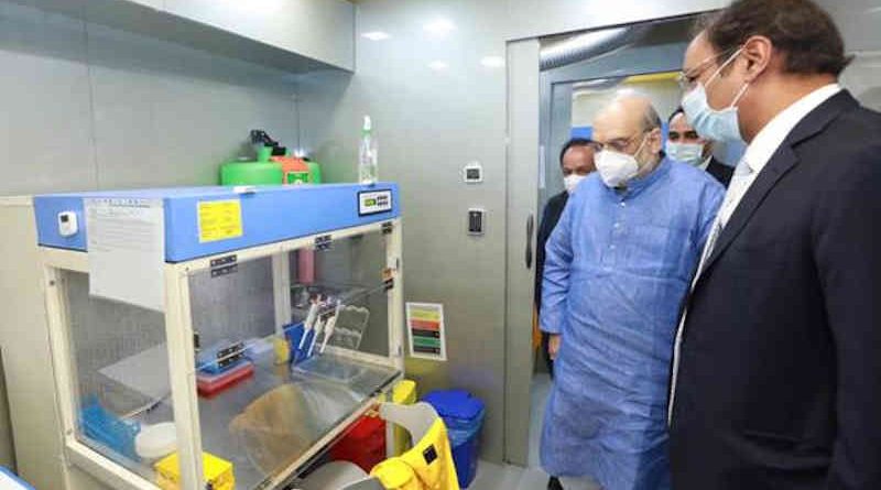 India’s Home Minister Amit Shah inaugurating a mobile Covid-19 RT-PCR Lab in New Delhi on November 23, 2020. Photo: PIB