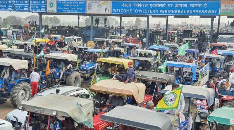 Farmers on their tractors entering India’s capital New Delhi to celebrate Republic Day and hold a protest rally on tractors on January 26, 2021. Photo: Kisan Ekta Morcha