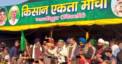 Indian farmers protesting at Ghazipur in Uttar Pradesh (UP) on January 29, 2021. Photo: Swaraj Abhiyan