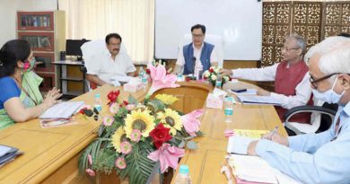 The Union Minister for Law and Justice, Kiren Rijiju chairing the meeting to review various issues of the Department of Legal Affairs and Legislative Department under the Law Ministry, in New Delhi on July 15, 2021. The Minister of State for Law and Justice, S.P. Singh Baghel is also seen. Photo: PIB