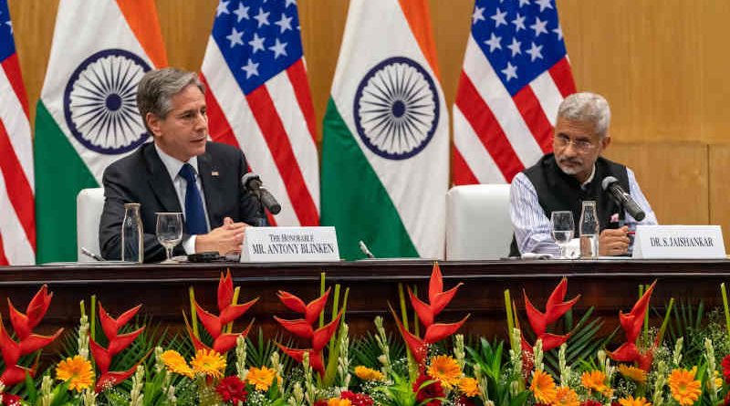 U.S. Secretary of State Antony Blinken with External Affairs Minister of India S. Jaishankar in New Delhi on July 28, 2021. Photo: U.S. Department of State (file photo)