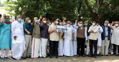 Congress leader Rahul Gandhi holding the placard with the slogan "Save Farmers, Save India" in New Delhi on August 6, 2021. Photo: Congress