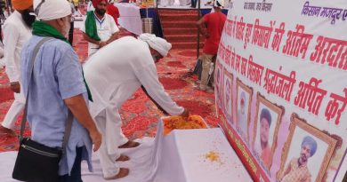 On October 12, 2021, farmers performing antim ardas (final rites) prayers of the farmers who were killed by the running cars in Lakhimpur Kheri in the Uttar Pradesh (UP) state. Photo: Kisan Ekta Morcha (file photo)