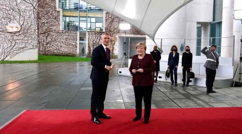 NATO Secretary General Jens Stoltenberg meeting Chancellor Angela Merkel in Berlin on 19 November 2021. Photo: NATO