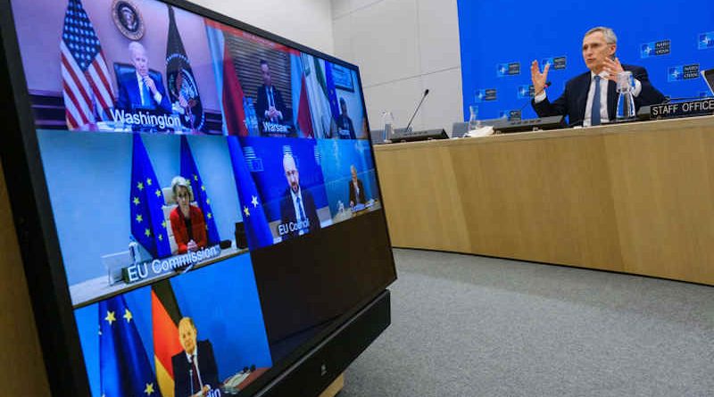 NATO Secretary General Jens Stoltenberg, the President of the United States Joe Biden, British Prime Minister Boris Johnson, French President Emmanuel Macron, German Chancellor Olaf Scholz, Polish President Andrzej Duda, President of the European Council Charles Michel and the President of the European Commission Ursula von der Leyen. Photo: NATO