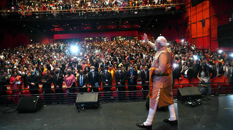 The prime minister of India Narendra Modi at the Community Reception in Berlin, Germany on May 02, 2022. Photo: PIB (file photo)