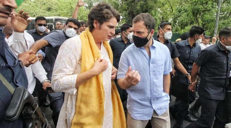 Rahul Gandhi with his sister Priyanka Gandhi is going to appear in the Enforcement Directorate hearing on June 13, 2022 in New Delhi. Photo: Congress