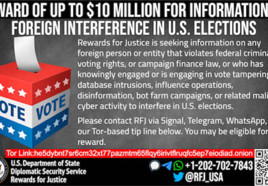 U.S. Offers Reward for Information on Foreign Interference in U.S. Elections