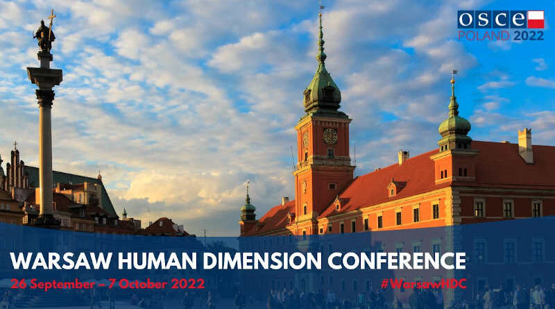 OSCE to Hold Warsaw Human Dimension Conference
