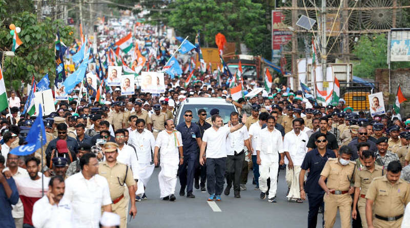 Congress leader Rahul Gandhi - along with his supporters - is travelling across the country on foot for his Bharat Jodo Yatra. Photo: Congress