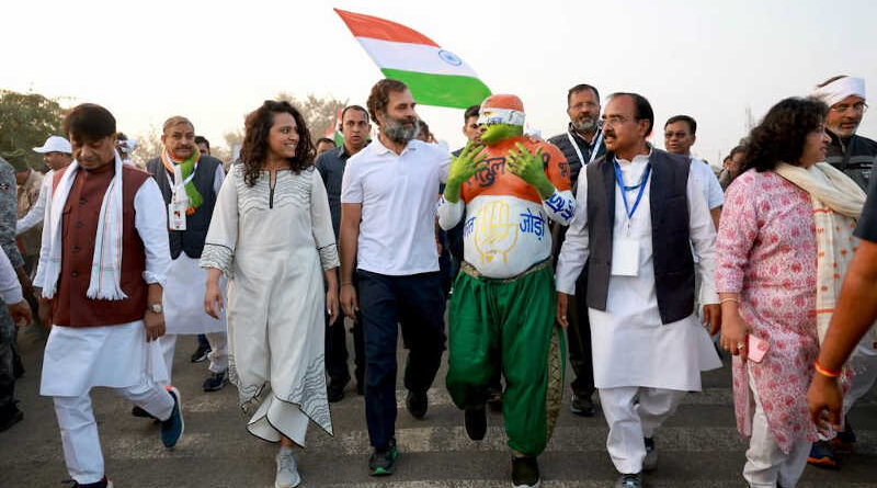 Indian actress Swara Bhasker walked with the Bharat Jodo Yatra or Unite India March being led by Congress leader Rahul Gandhi on December 1, 2022. Photo: Congress