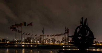 NATO Headquarters in Brussels, Belgium, joined other international landmarks and switched off lights on 21 December 2022 in solidarity with Ukraine. Photo: NATO