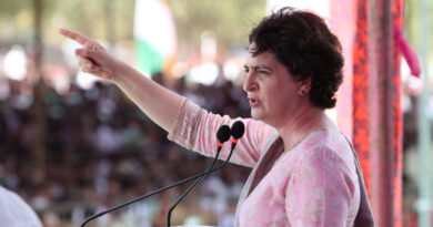 Priyanka Gandhi at an election rally at Jamkhandi in Karnataka on April 30, 2023. Photo: Congress