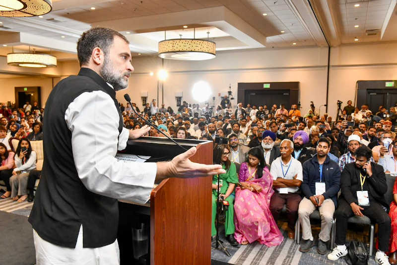Congress leader Rahul Gandhi interacting with the Indian diaspora in San Francisco, California, in the United States on May 30, 2023. Photo: Congress