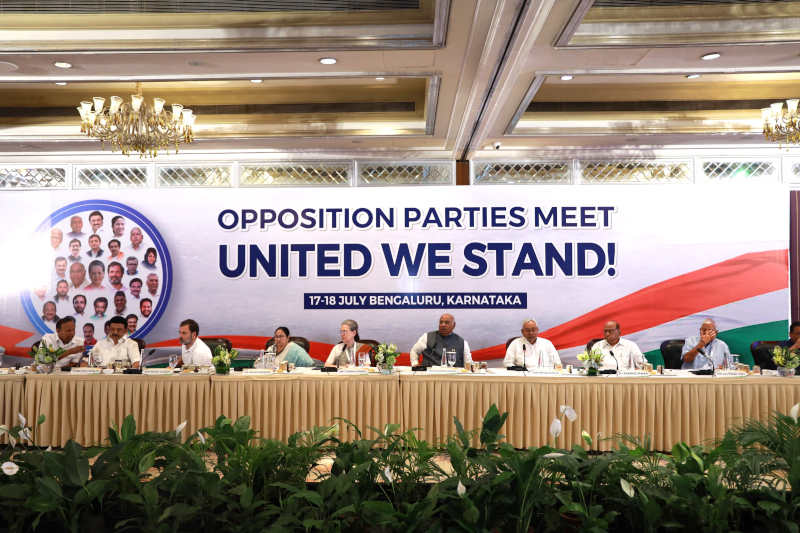 The opposition parties led by Congress held a two-day (July 17 and July 18) meeting in Bengaluru to form a united group called INDIA. Photo: Congress (file photo)