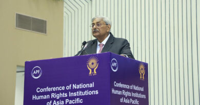 NHRC, India Chairman, Justice Arun Mishra addressing a conference in September 2023. Photo: NHRC