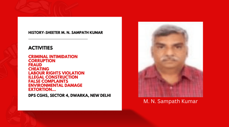 History-sheeter M. N. Sampath Kumar (also written as Sampathkumar) of DPS CGHS, Sector 4, Dwarka, New Delhi