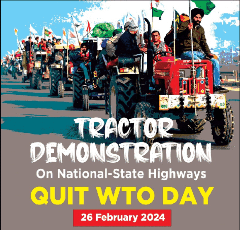 Farmers Observe Quit WTO Day with Tractor Rally. Photo: SKM