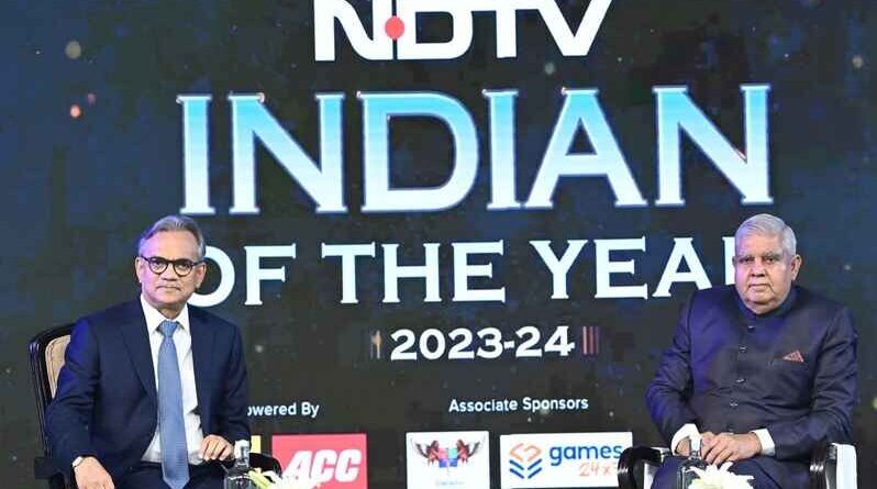 India’s Vice-President Jagdeep Dhankhar at the ‘NDTV India of the Year Awards 2023-2024 on March 23, 2024. Photo: PIB