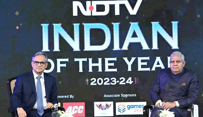 India’s Vice-President Jagdeep Dhankhar at the ‘NDTV India of the Year Awards 2023-2024 on March 23, 2024. Photo: PIB