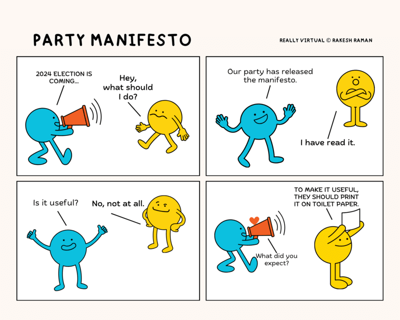 Party Manifesto Released for 2024 Lok Sabha Election Really Virtual © Rakesh Raman