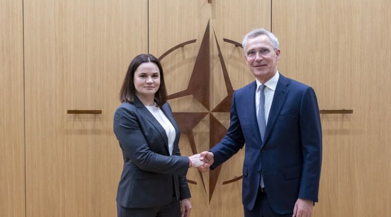 NATO Secretary General Jens Stoltenberg meeting Sviatlana Tsikhanouskaya of Belarus at NATO HQ on May 7, 2024. Photo: NATO