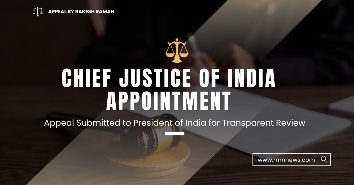 Appeal to President Droupadi Murmu: Defer Justice Surya Kant’s CJI Appointment for Transparent Public Review. By Rakesh Raman / RMN News Service