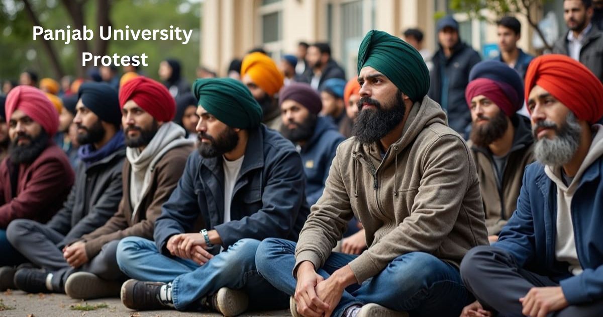 Representational AI-generated image of students protesting at Panjab University (PU) Chandigarh. Photo: RMN News Service