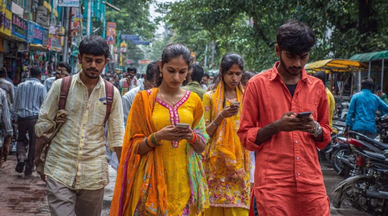 Representational AI-generated image of mobile phone users in India. Photo: RMN News Service