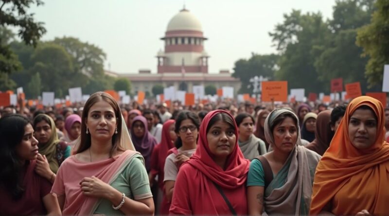 AI-generated image of women protesting in front of the Supreme Court | Photo: RMN News Service