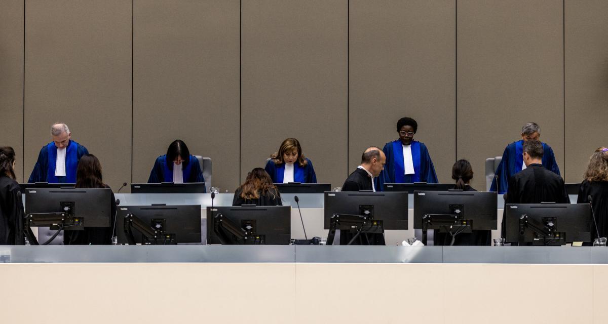 Judges of the ICC Appeals Chamber at the delivery of the judgment on jurisdiction in the Duterte case, 22 April 2026. Photo: ICC