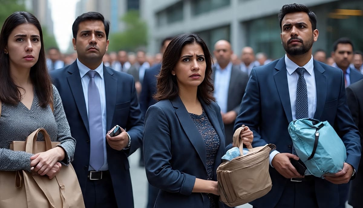 Representational image of employees who have lost their jobs in the shrinking job market. Image created with Meta AI image generator by RMN News Service.