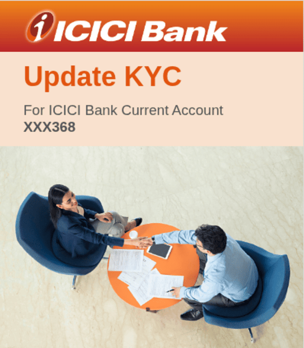 ICICI Bank continues to bombard customers with repetitive KYC messages. Screenshot of the ICICI Bank’s KYC message on email.
