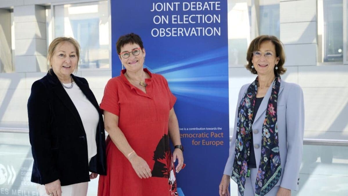 Leading on democracy: (left to right) Congress President Gunn Marit Helgesen, President of the Parliamentary Assembly Petra Bayr, and Venice Commission President Marta Cartabia. Photo: Council of Europe