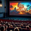 Audience in a cinema hall watching a movie on a large screen, representational of global entertainment trends.