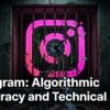 Instagram logo appearing cracked and decaying with text overlay reading "Algorithmic Autocracy and Technical Decay" to represent Meta’s infrastructure crisis.