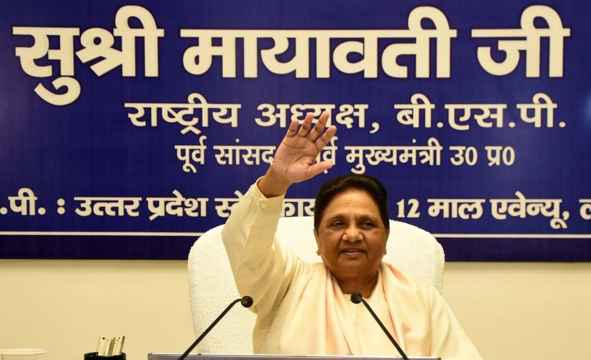 Mayawati addressing press conference on EVM allegations and ballot paper demand